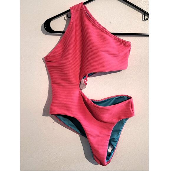 F4A Feather 4 Arrow Venice Ribbed One Piece Cut Out Swimsuit Pink 14 - Picture 2 of 5
